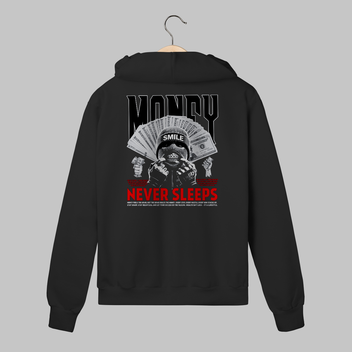 Money Never Sleeps | Moletom Com Ziper
