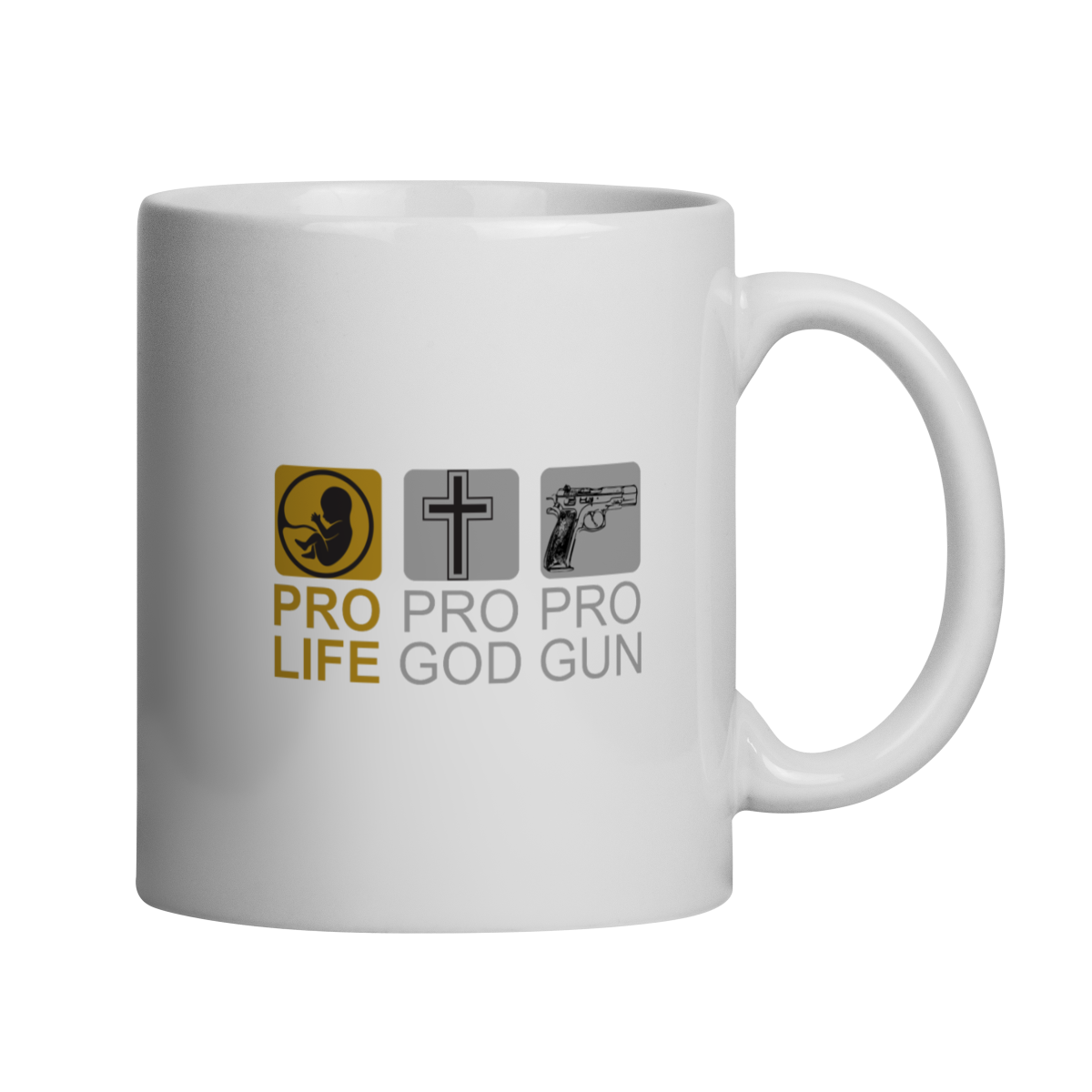 Nome do produto: Caneca Pró-Life, God and Gun