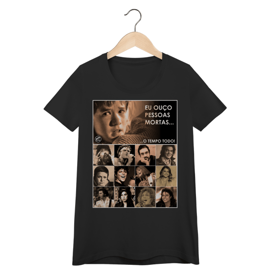 Camiseta Baby Long Eu ouço pessoas mortas...O tempo todo! Versão 23