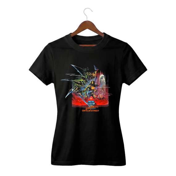 Camiseta Feminina A Hora do Pesadelo Estampa Quando o Sono Mata Filme Terror