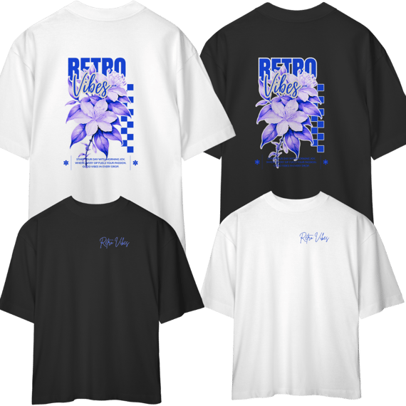Camiseta Oversized - Retro blue