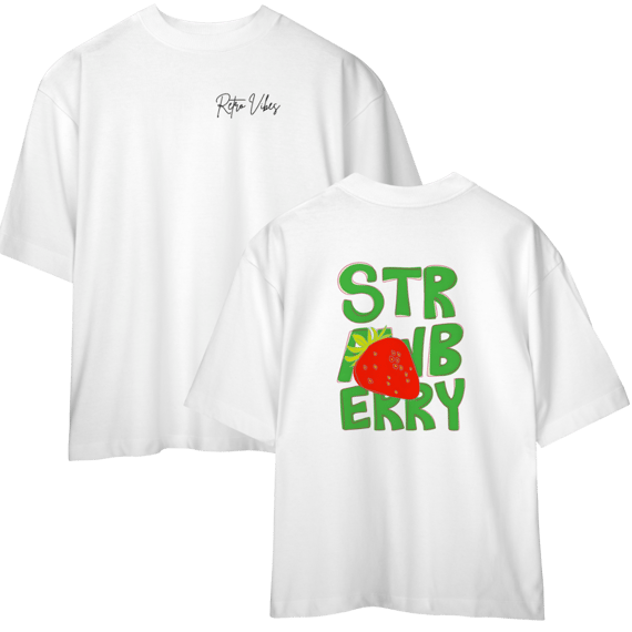 Camiseta Oversized - Strawberry white