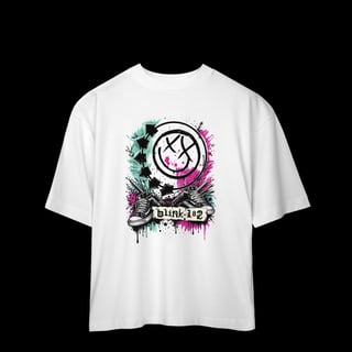 Nome do produto Camiseta blink 182 OVERSIZED  Personalizada Exclusiva Nas Cores BRANCO Ou OFF WHITE