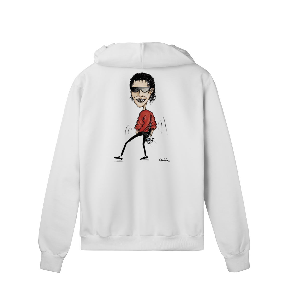 Nome do produto: Moletom Branco com Ziper e Capuz Michael Jackson Caricatura Rara Feita por Kurt Cobain(Nirvana)