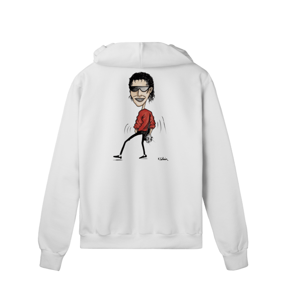 Moletom Branco com Ziper e Capuz Michael Jackson Caricatura Rara Feita por Kurt Cobain(Nirvana)