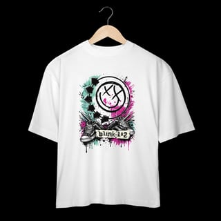 Nome do produto Camiseta blink 182 OVERSIZED  Personalizada Exclusiva Nas Cores BRANCO Ou OFF WHITE