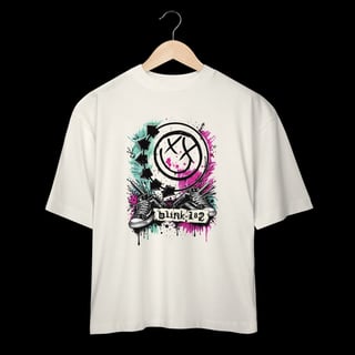 Nome do produto Camiseta blink 182 OVERSIZED  Personalizada Exclusiva Nas Cores BRANCO Ou OFF WHITE