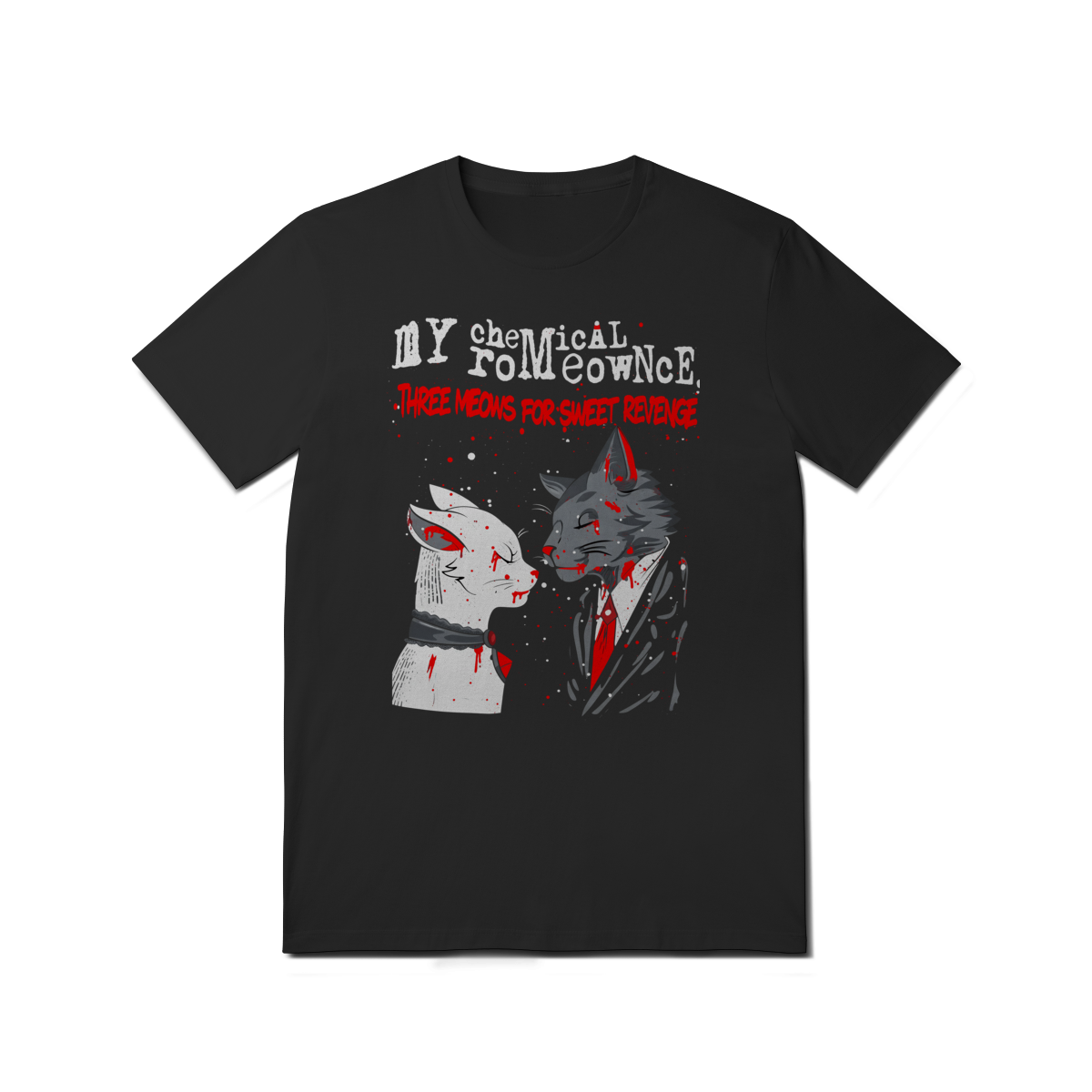 Nome do produto: Camiseta My Chemical Romance(Romeownce) Theree Meows for Sweet Revenge