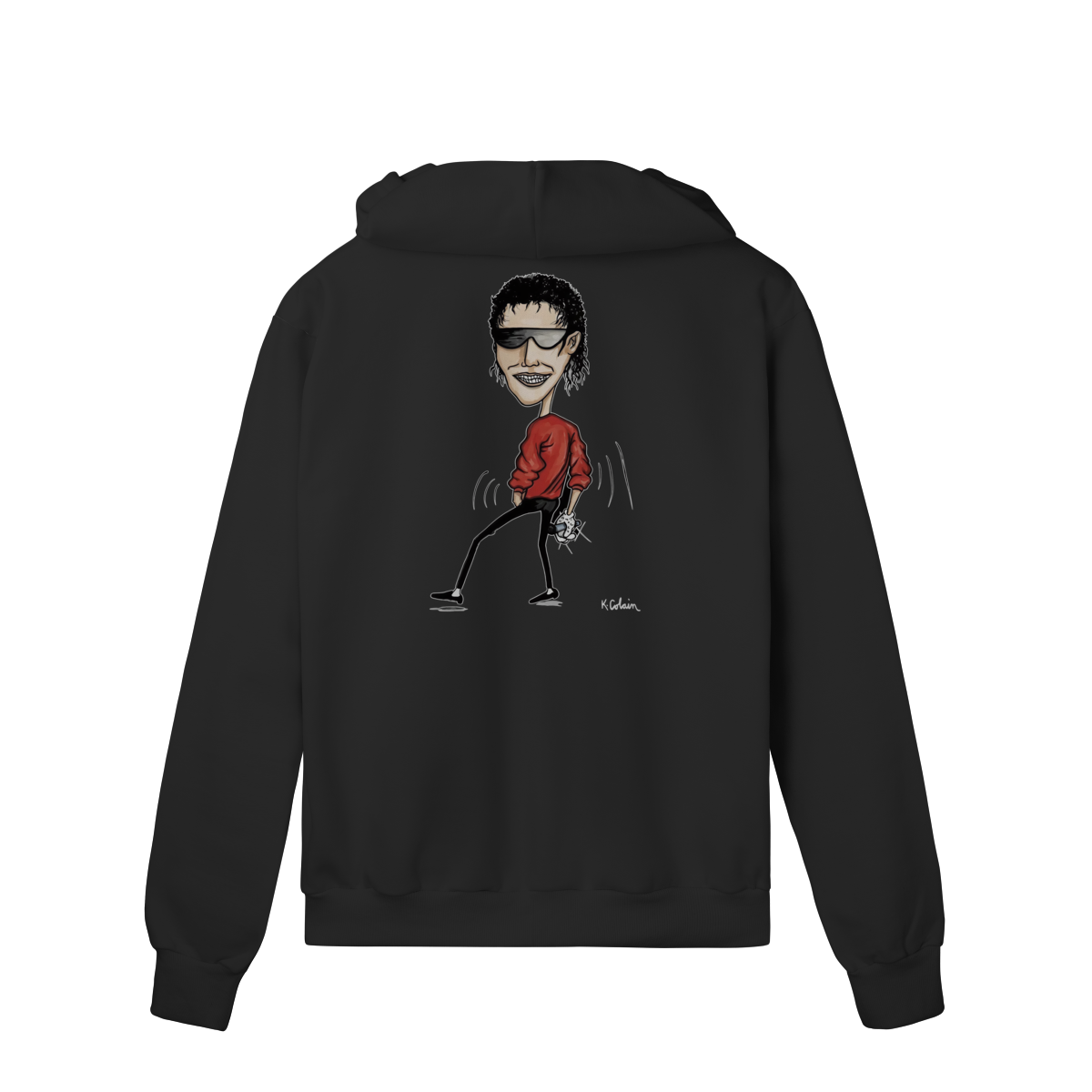 Nome do produto: Moletom Preto com Ziper e Capuz  Michael Jackson Caricatura Rara Feita por Kurt Cobain(Nirvana)