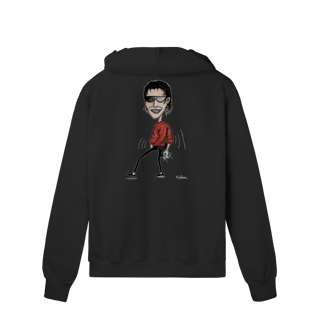 Nome do produto Moletom Preto com Ziper e Capuz  Michael Jackson Caricatura Rara Feita por Kurt Cobain(Nirvana)