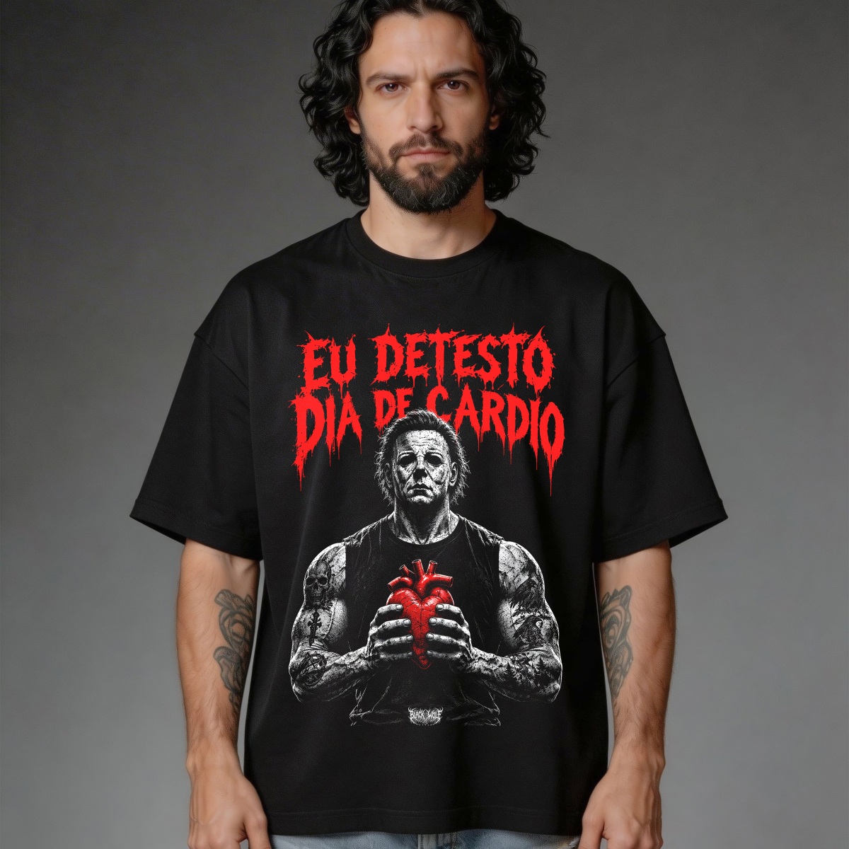Nome do produto: Camiseta Oversized - Eu Detesto Dia de Cardio