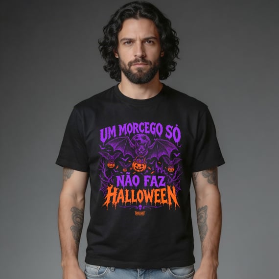 Camiseta Qualiety - Um Morcego só não faz Halloween