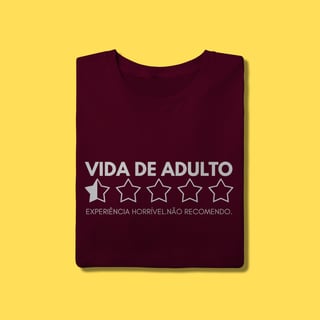 Nome do produto Camiseta Vida de adulto, Experiência horrível