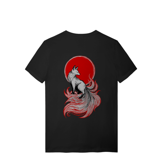  Camiseta Kitsune – A Guardiã das Sombras e Chamas