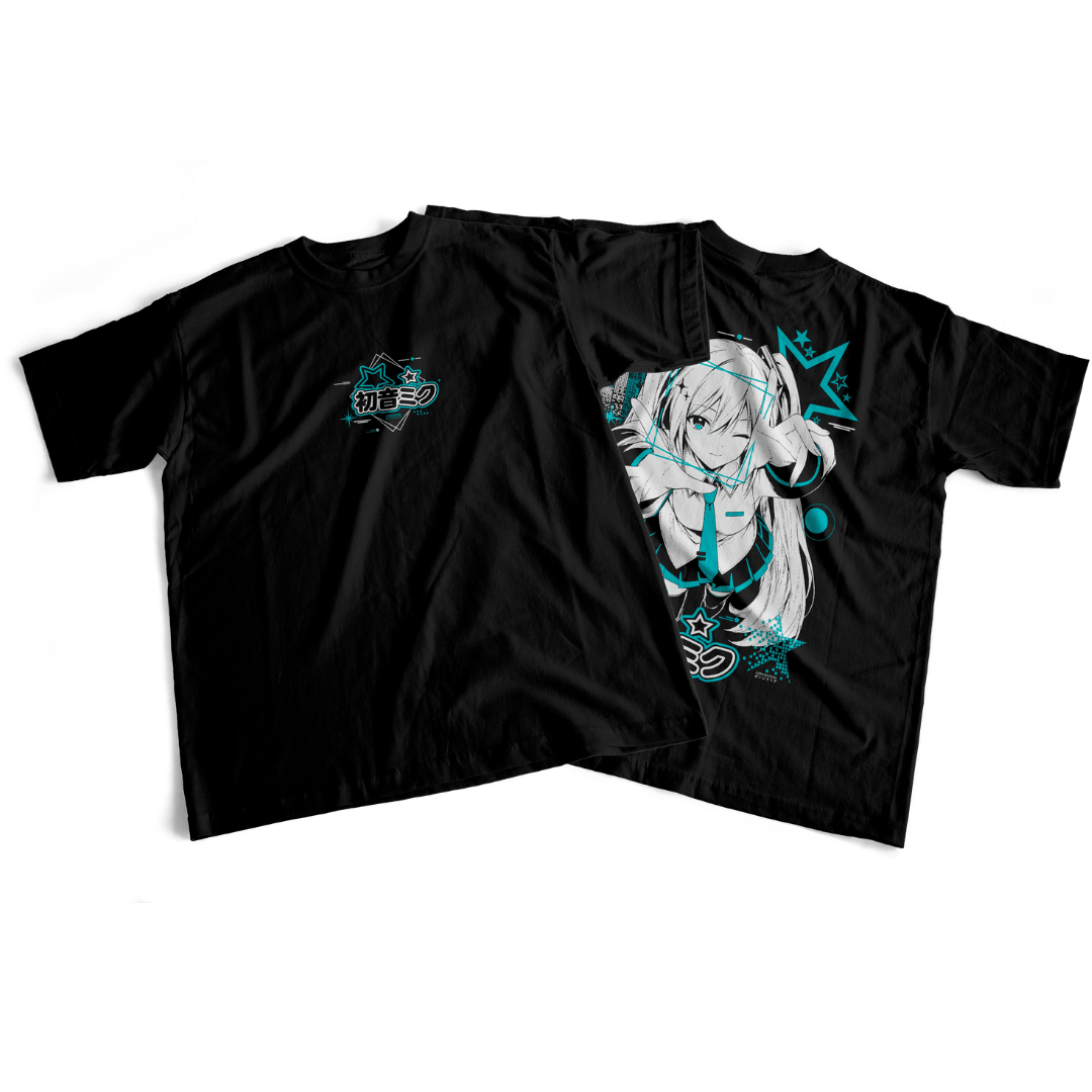 Camiseta frente e verso Hatsune Diva 01 - cor escura