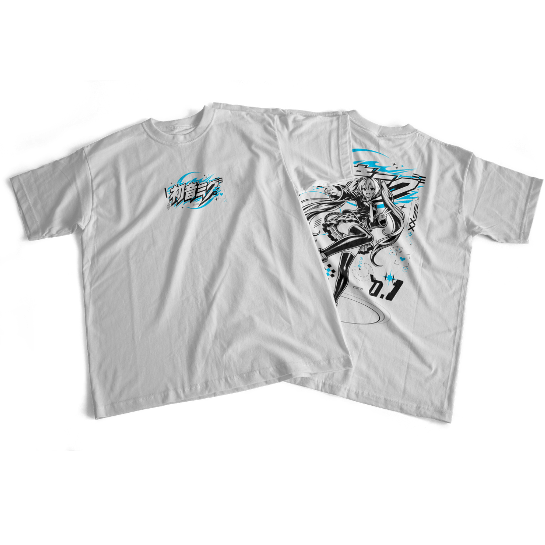 Camiseta frente e verso Project Diva Miku