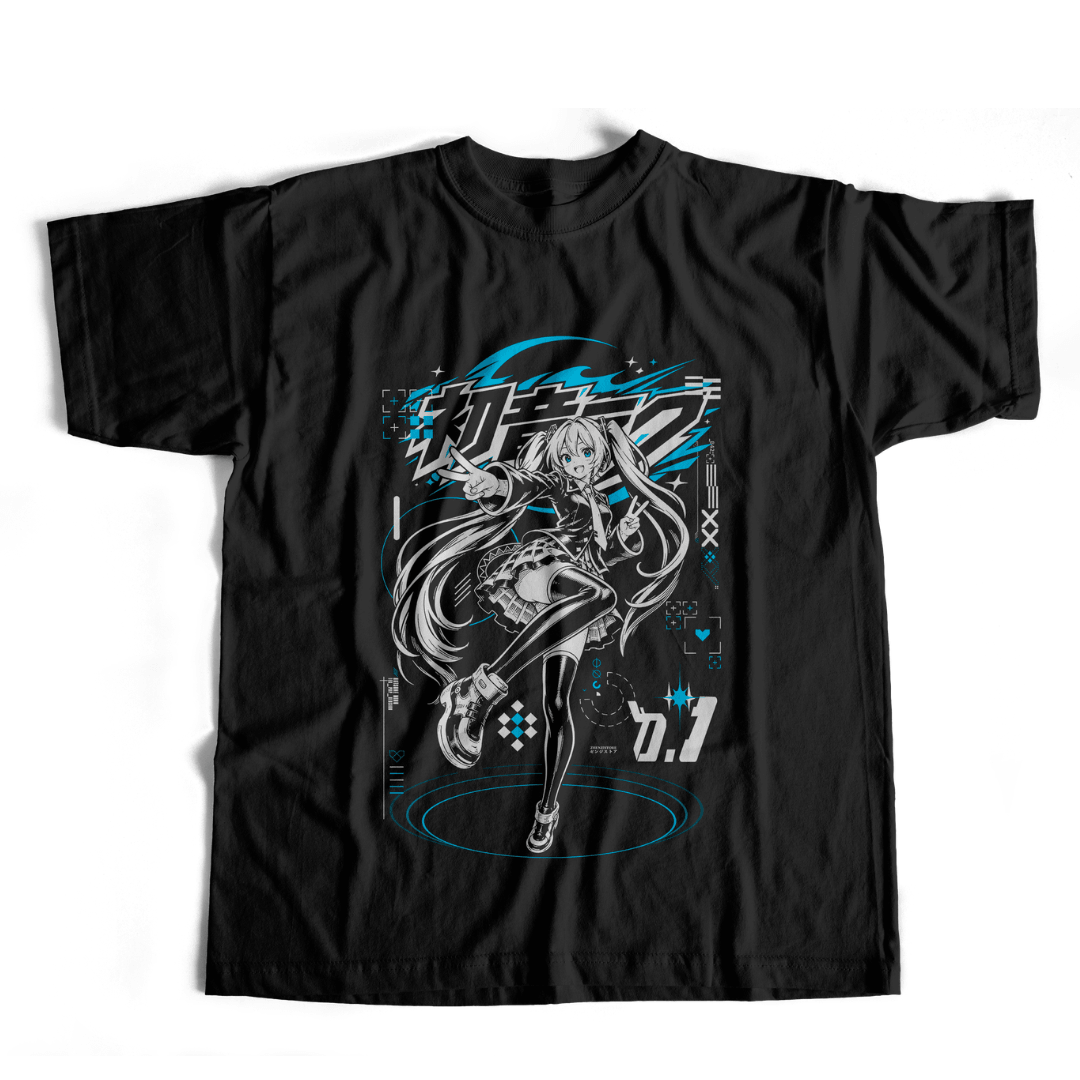 Camiseta Progect Diva Miku - cores escuras