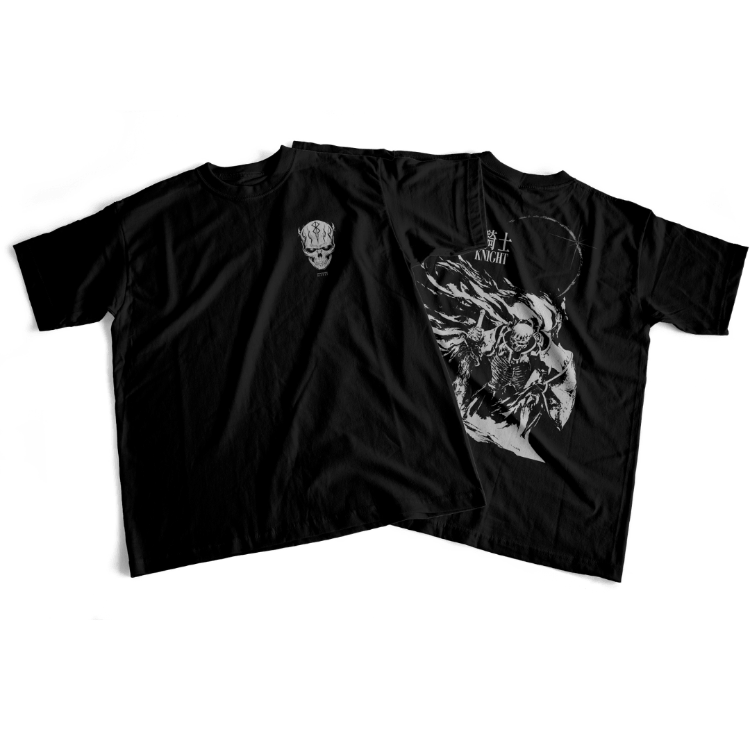 Camiseta frente e verso Skull Knight Aesthetic - cores escuras