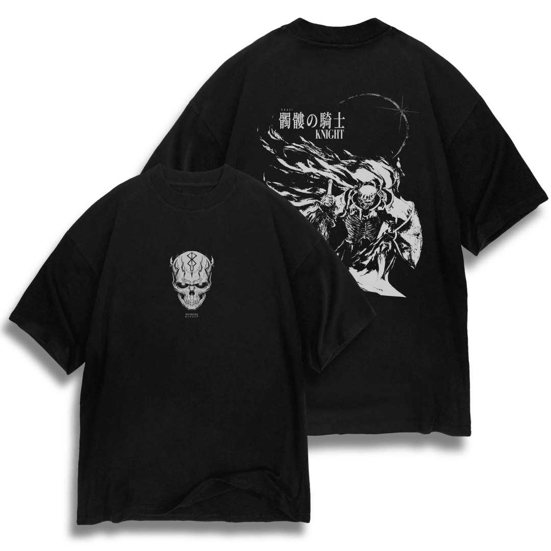 Oversize frente e verso Skull Knight Aesthetic - cor escura
