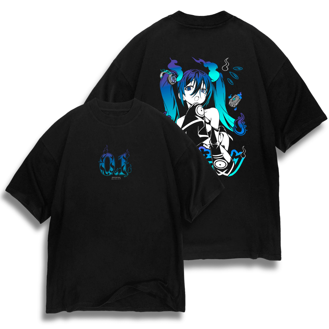 Oversize frente e verso Hatsune Ghost - cor escura