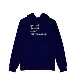 Nome do produtoGatos, Livros, Café, Minha Cama [Moletom Prime Canguru]