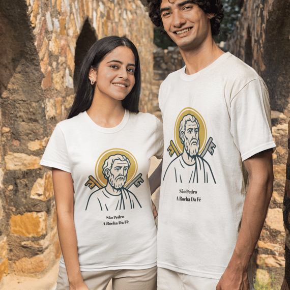 Camiseta Religiosa São Pedro – A Rocha da Fé