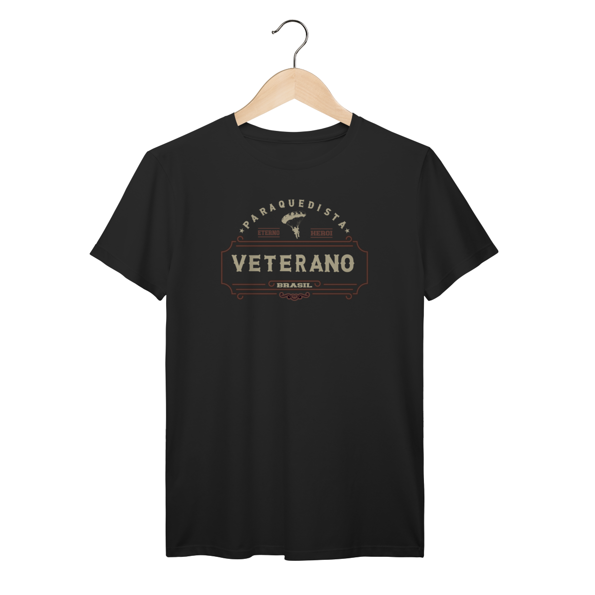 Nome do produto: Camiseta Militar Veterano Paraquedista – Exército Brasileiro – Algodão 30.1