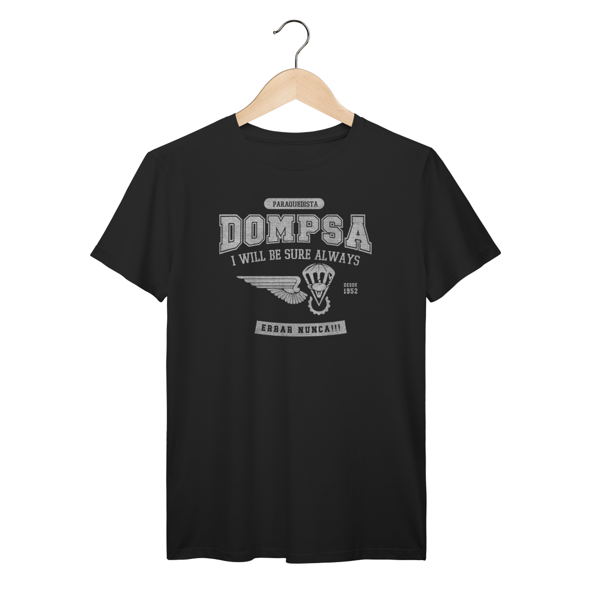 Nome do produto: Camiseta PQDT DOMPSA – Dobragem e Manutenção de Pára-quedas