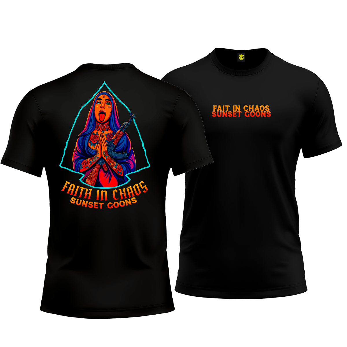 Nome do produto: Camiseta Sunset Goons – Faith in Chaos - Mamba Army