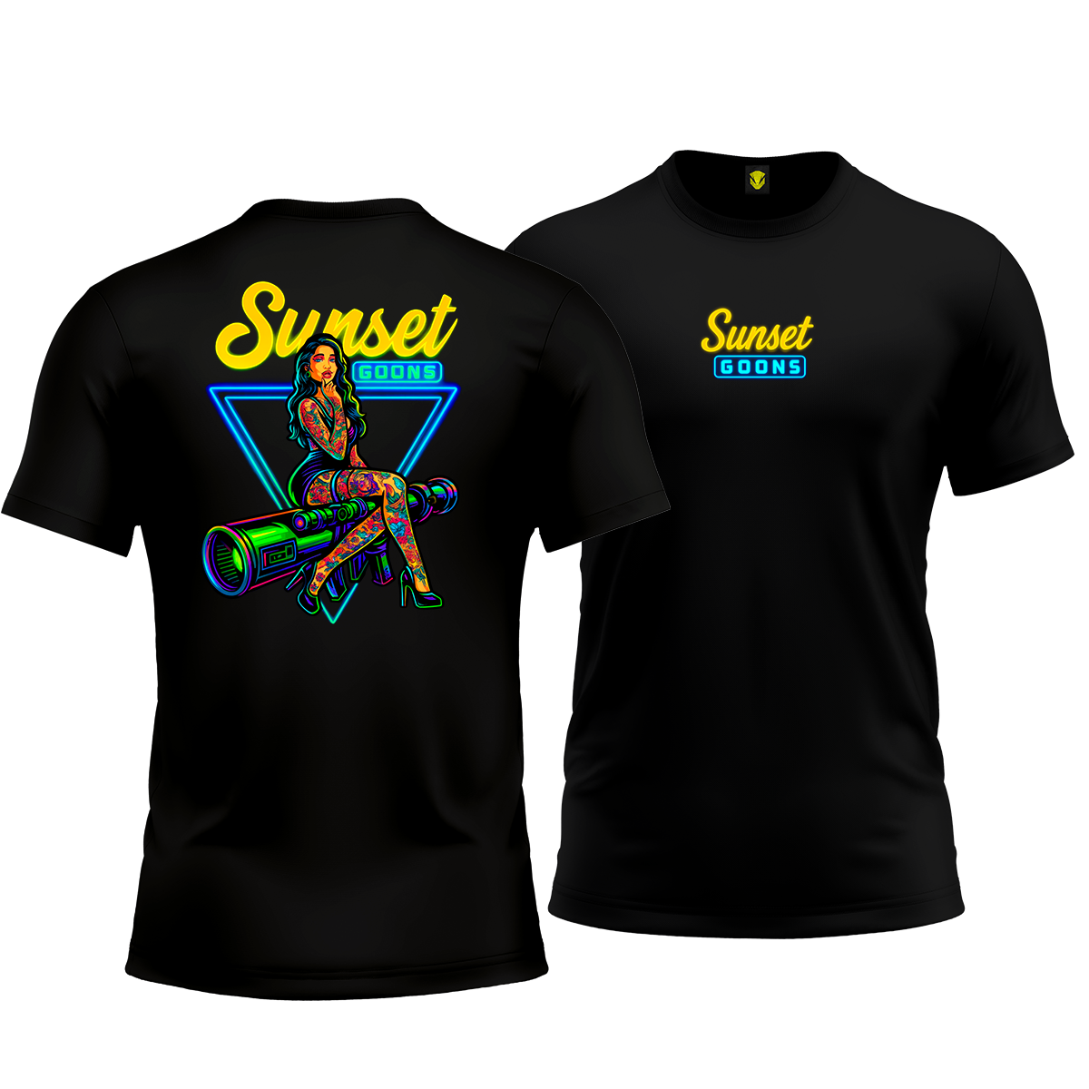Nome do produto: Camiseta Sunset Goons – Neon Launcher Girl - Mamba Army