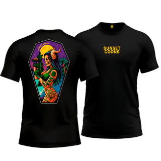 Camiseta Sunset Goons – Tropical Skull Operator - Mamba Army
