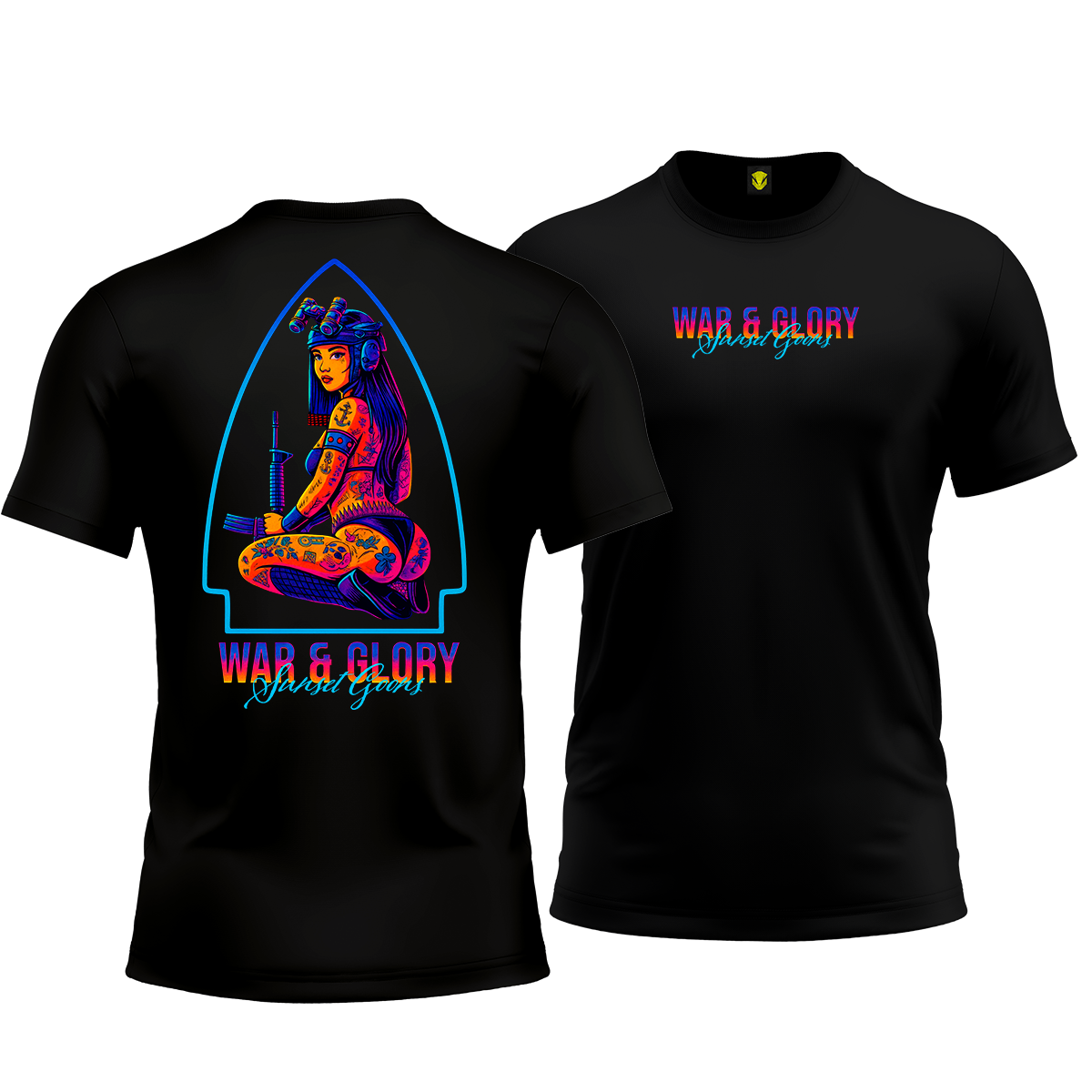 Nome do produto: Camiseta Sunset Goons – War & Glory Neon Operator - Mamba Army