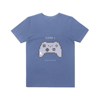 Nome do produto Camiseta “Player 1 – Gaming Mode” – Clássico em 8 Bits