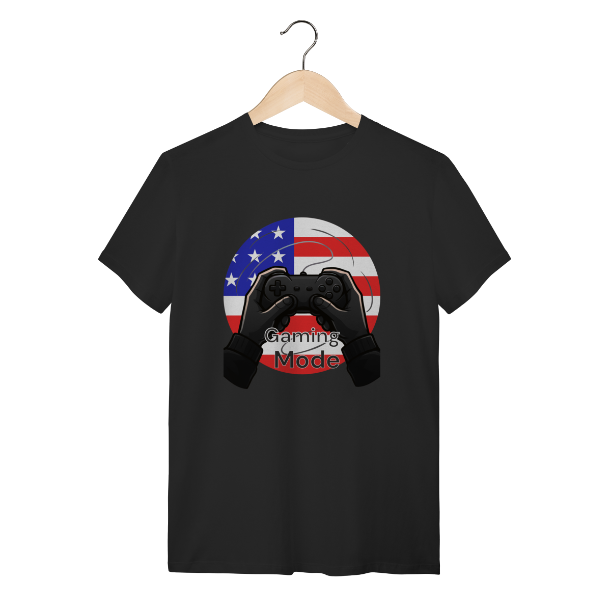 Nome do produto: Camiseta “Gaming Mode: USA” – Power Up America