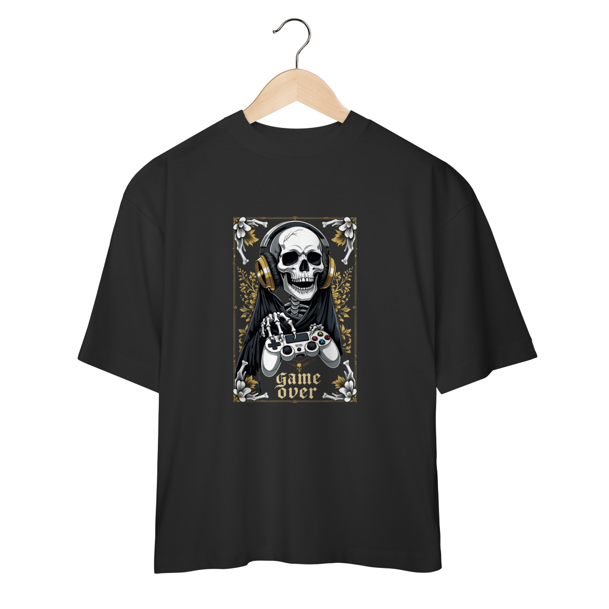 Nome do produto: Camiseta Oversized “Game Over” – Modo Sombrio Ativado