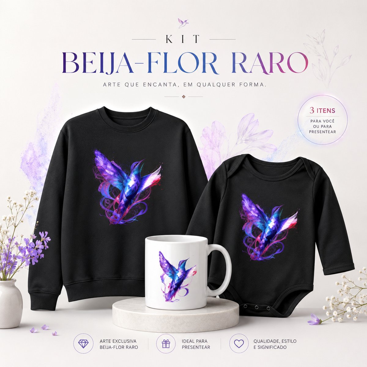 Nome do produto: Kit FAMÍLIA BEIJA FLOR 