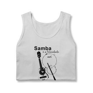 Nome do produto Camiseta Regata Masculina - Samba é a Felicidade em Forma de Som