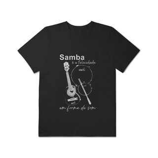 Nome do produto Camiseta Plus Size Masculina - Samba é a Felicidade em Forma de Som