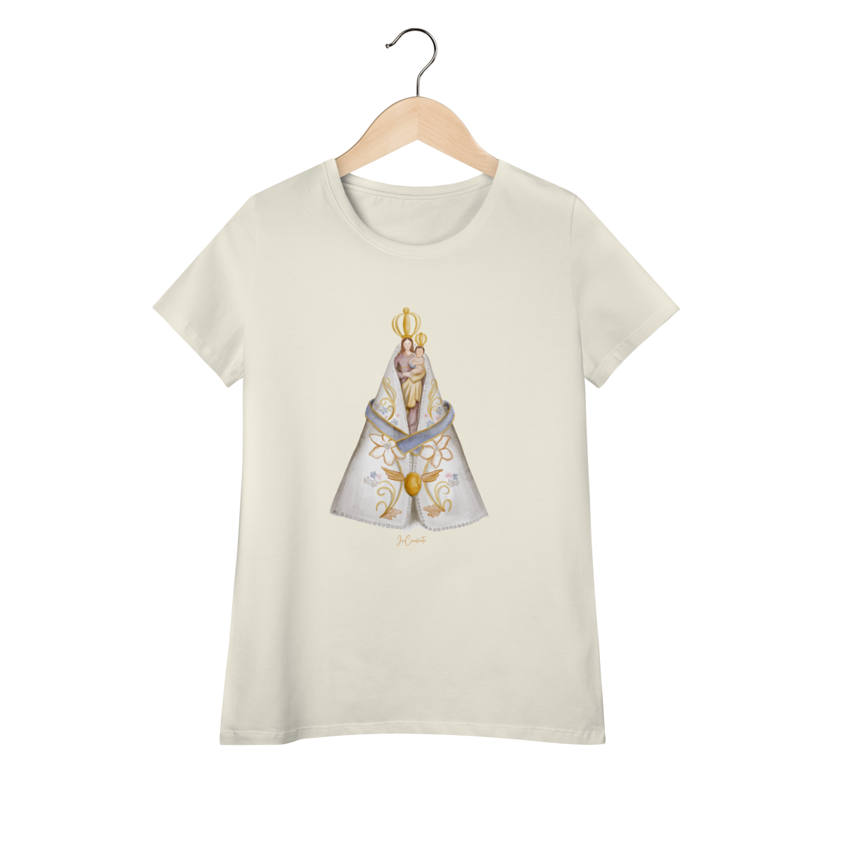Nome do produto: Camiseta Feminina Pima - Mãezinha de Nazaré #01