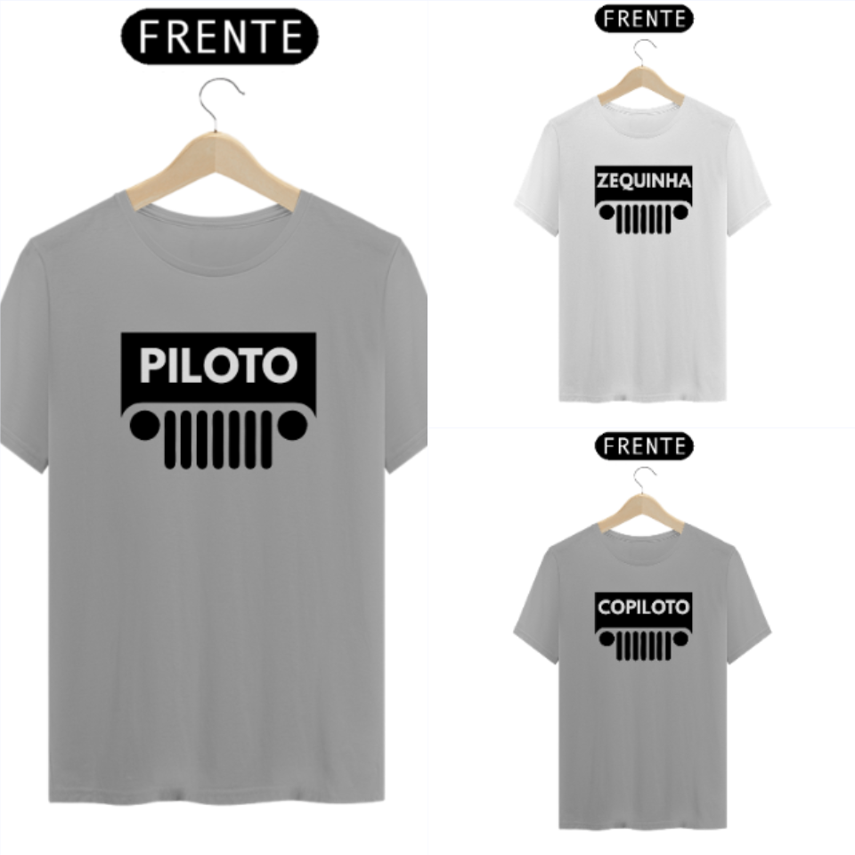 Kit 02 Família Na Trilha de Jeep - 3 Camisetas Claras