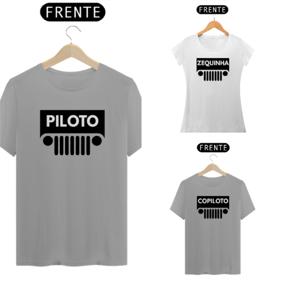Kit 04 Família Na Trilha de Jeep - 2 Camisetas Claras e 1 Baby Look