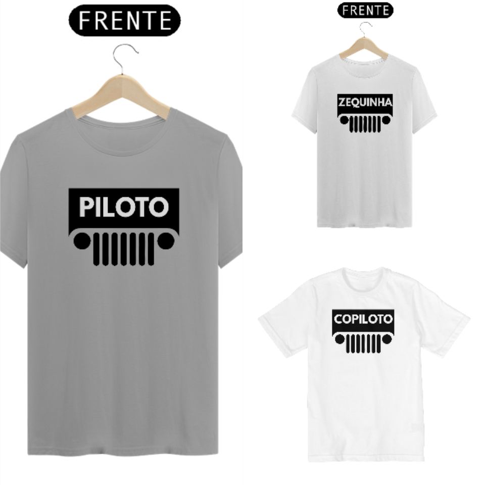 Kit 06 Família Na Trilha de Jeep - 2 Camisetas e 1 Camiseta Infantil - Claras