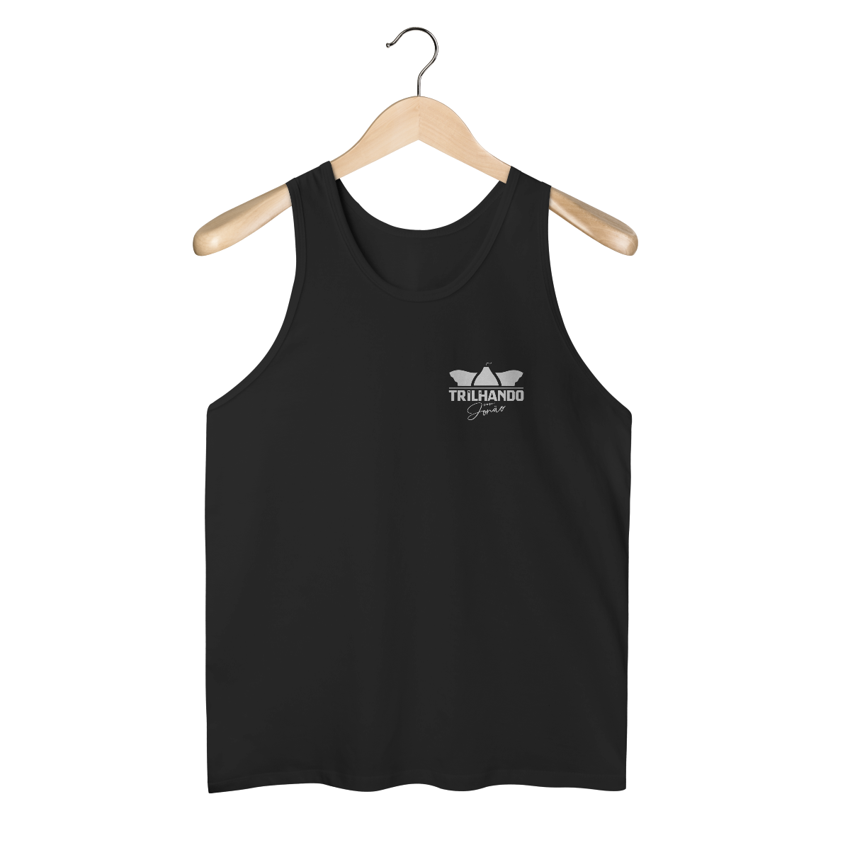 Nome do produto: REGATA MASC ALGODÃO - TRILHANDO COM JONÃO