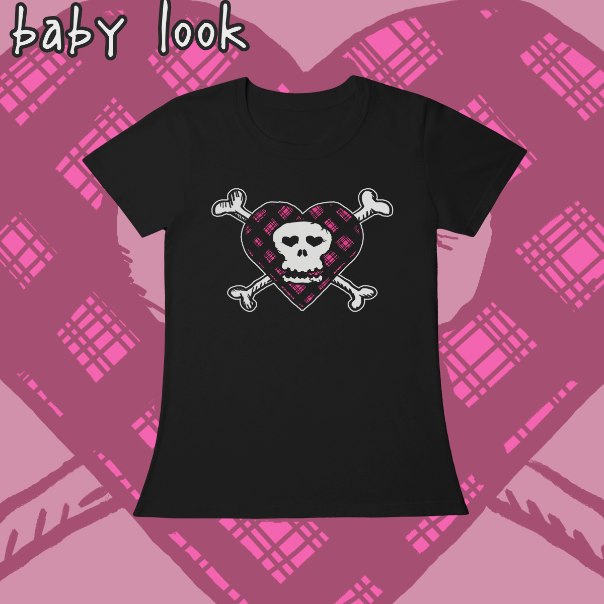 Nome do produto: Baby Look \'SKULL Emo Princess (Avril Lavigne Inspo)\'
