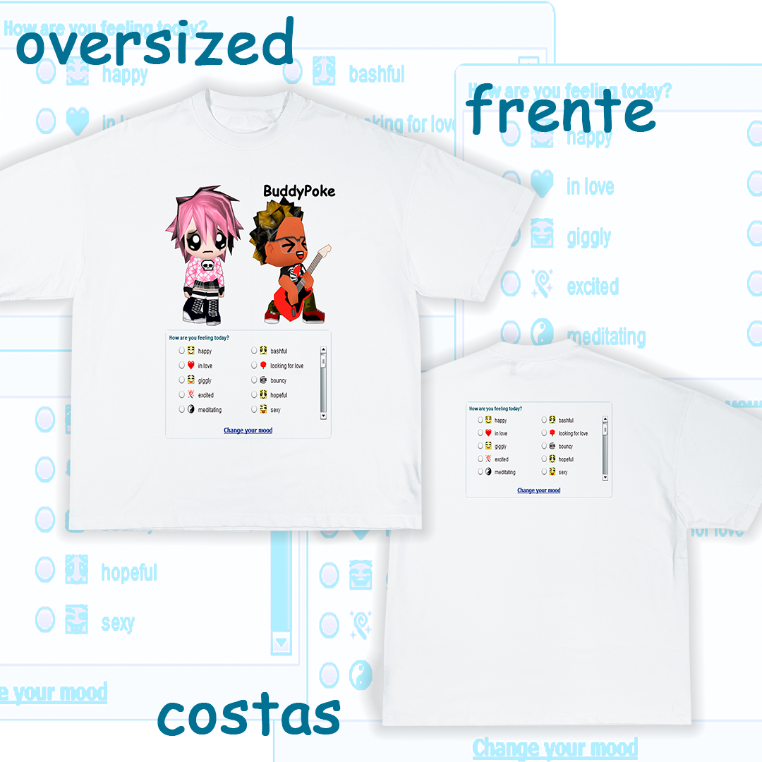 Nome do produto: Camiseta Oversized \'BuddyPoke\' (estampa versão frente e costas)