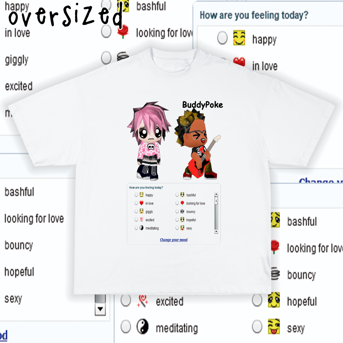 Nome do produto: Camiseta Oversized \'BuddyPoke\' (estampa versão apenas frente)