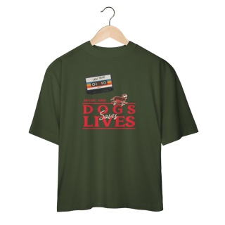 Nome do produto oversized • music and dogs saves lives