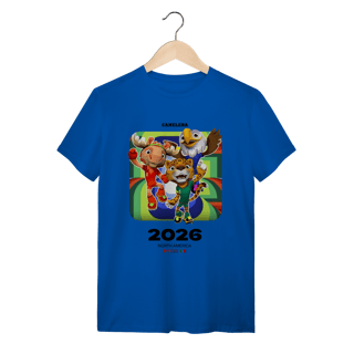 Nome do produto Camiseta Copa do Mundo FIFA 2026 - Mascotes Maple, Zayu e Clutch