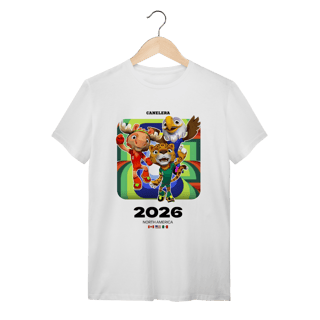 Nome do produto Camiseta Copa do Mundo FIFA 2026 - Mascotes Maple, Zayu e Clutch