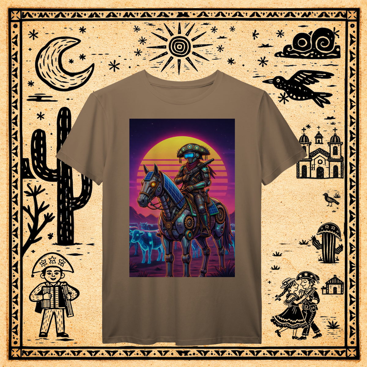 Nome do produto: Prime - Camiseta Cyber-Cangaceiro & Montaria Mecha